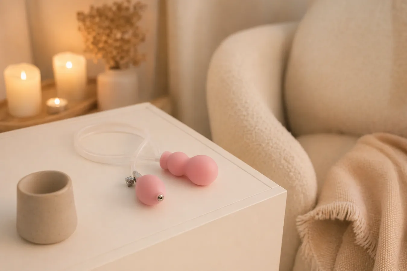 Aniball product beside a relaxing chair and candles